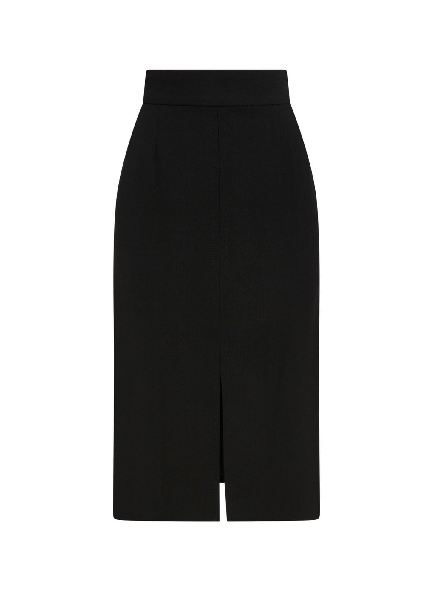 Womens Black Midi Pencil Skirt Front Slit