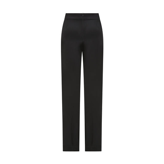 Womens Black flowy, wide-legged silk trousers 