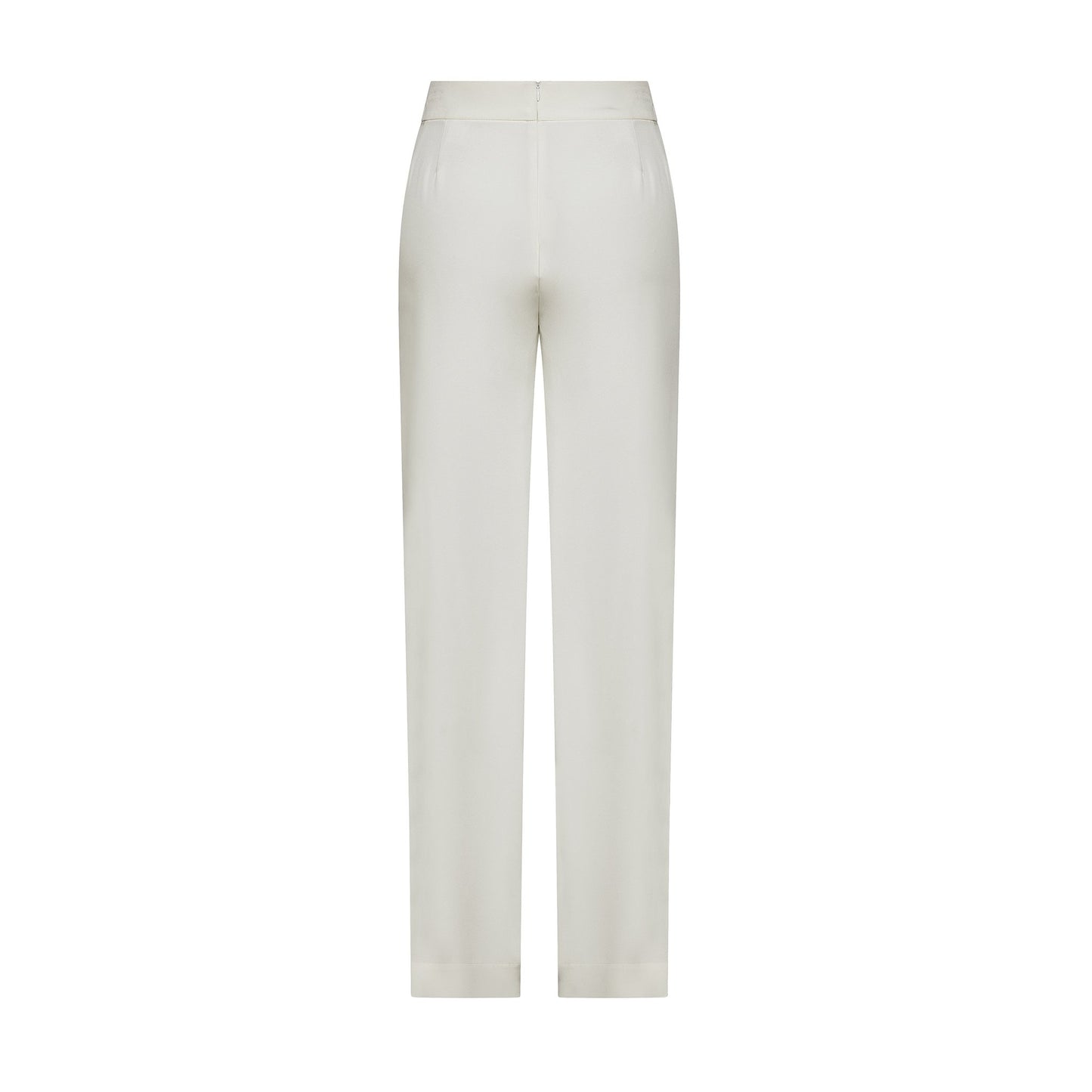 Womens White flowy, wide-legged silk trousers 