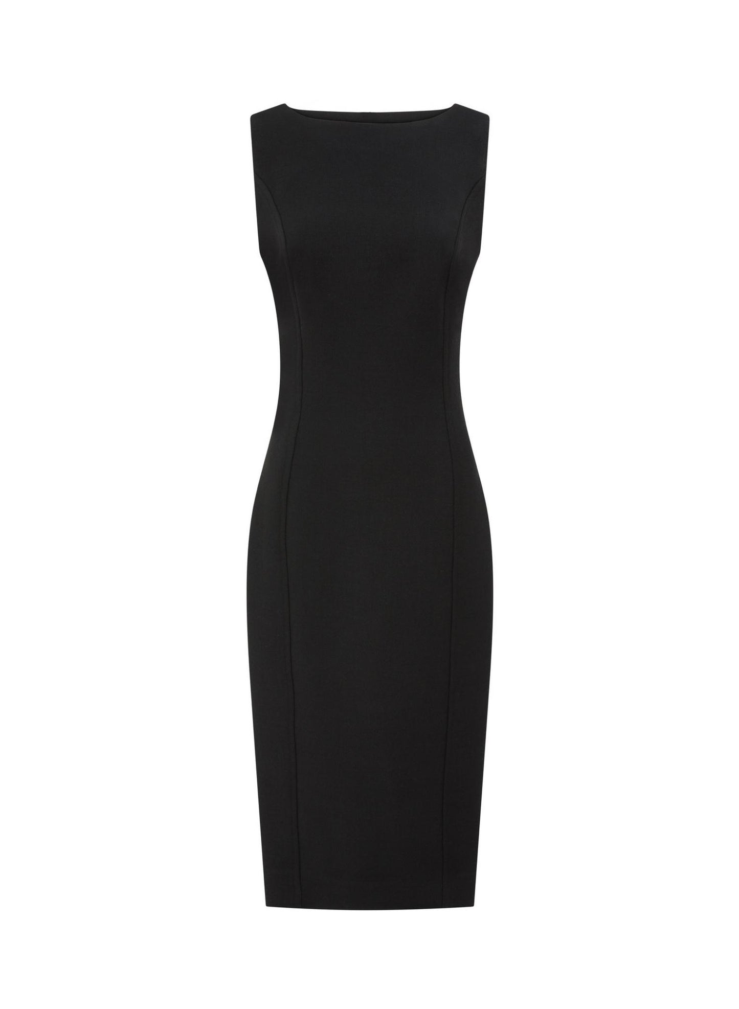 Womens Black Fitted Sleeveless Midi Dress