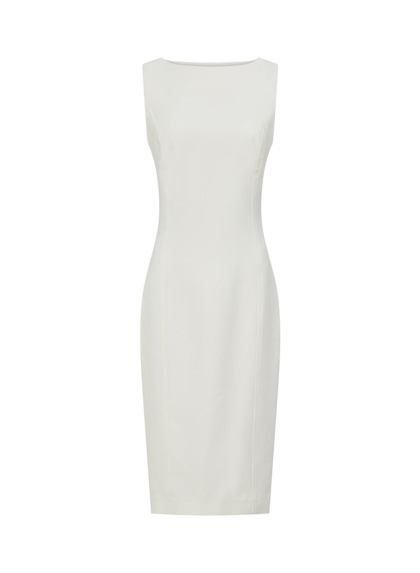 Womens White Fitted Sleeveless Midi Dress