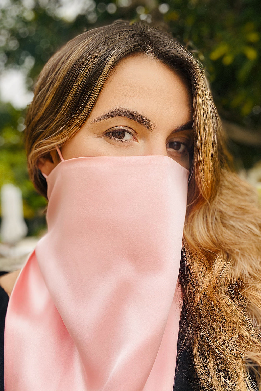 Silk Triangle Scarf, Pink White / Benefits Susan G. Komen O.C.